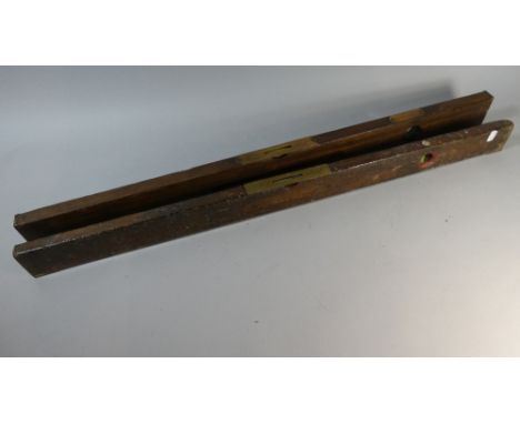 Two Vintage Wooden Spirit Levels, Each 91cm Long 