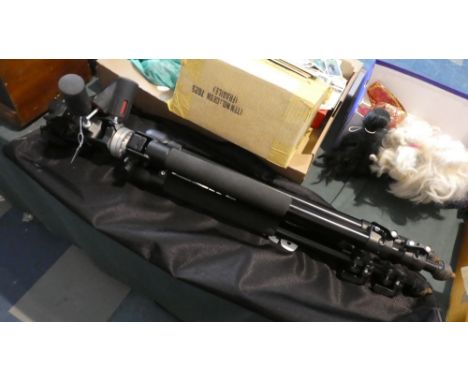 An Italian Manfrotto Camera Tripod with Canvas Bag 