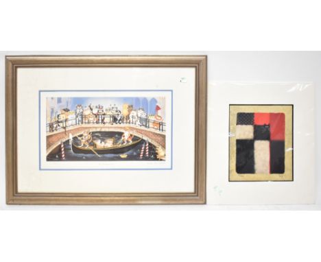 AFTER LINDA JANE SMITH (British, 20th century); colour lithograph 'The Masquerade', scene of a masked ball in Venice with cat