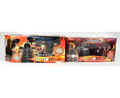 DOCTOR WHO; a Genesis Ark and Daleks set, in original box featuring three push along standard Daleks and one black Dalek toge