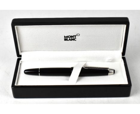 Montblanc black pen discount with silver accents 163