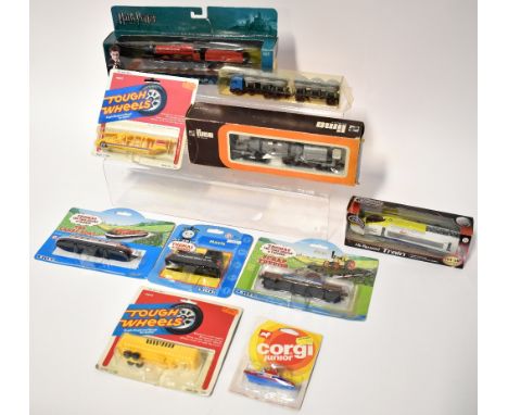 Various boxed model vehicles and railway engines to include a diecast metal Corgi Harry Potter Hogwarts Express, a Lima HO sc