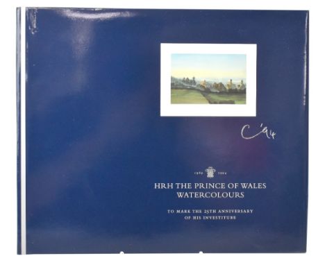 HRH THE PRINCE OF WALES, PRINCE CHARLES; a signed volume 'Watercolours' bearing five stamps to the front page and sold with t