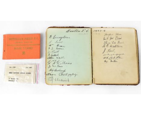 An autograph/sketchbook started in 1909, containing various drawings, paintings and notes, including Everton Football Club te