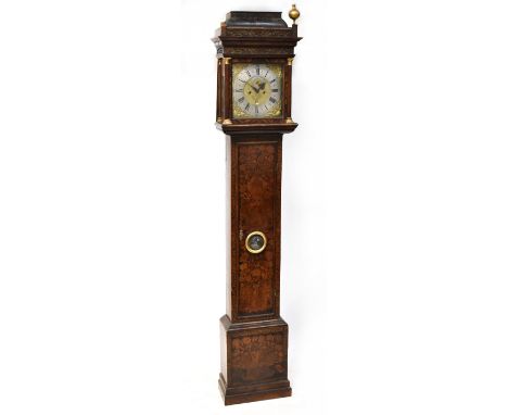 W TOMLINSON, LONDON; a late 17th/early 18th century eight day longcase clock with seaweed marquetry inlaid case, the 12" bras