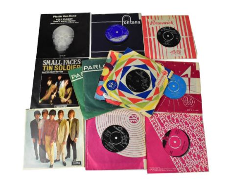 A quantity of singles to include Small Faces 'Tin Soldier' first UK issue in picture sleeve, Plastic Ono Band 'Cold Turkey' U