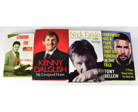 VARIOUS SPORTS; four books bearing signatures of sports stars Nick Faldo, Tony Bellew, Kenny Dalglish and Jimmy Hill (4).We h