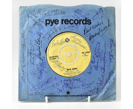 ENGLAND WORLD CUP SQUAD 1970; 'Back Home', a copy of the single bearing squad signatures to the sleeve.We have not authentica