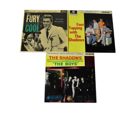Two EPs by The Shadows, 'Foot Tapping with The Shadows' and 'Music From 'The Boys'', also Billy Fury 'Play it Cool' EP (3).