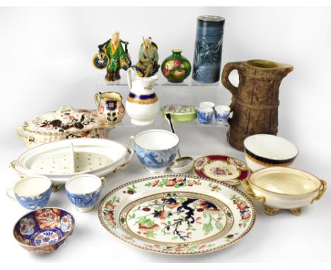 A quantity of late 19th/early 20th century ceramics to include various blue and white plates, saucers, side plates, jugs, a S