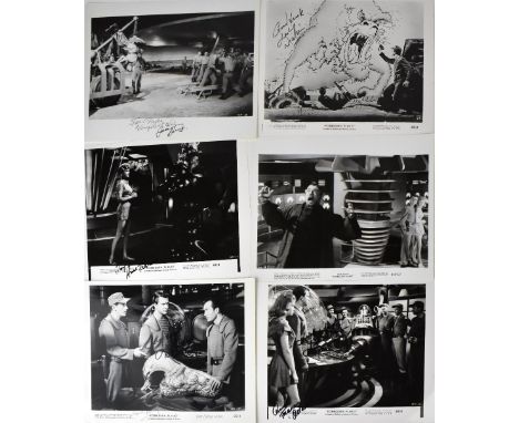 FORBIDDEN PLANET; six black and white promotional photographs for the film, bearing various signatures including Leslie Niels