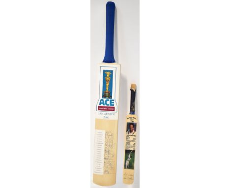 CRICKET INTEREST; two signed cricket bats comprising a miniature bat signed by Sir Gary Sobers, printed portrait and action s