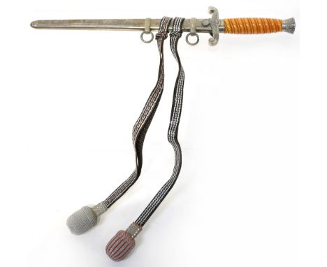 A WWII Third Reich/Luftwaffe army officer's dagger by Gustav Spitzer, Solingen, the hilt with silver plated crossguard showin