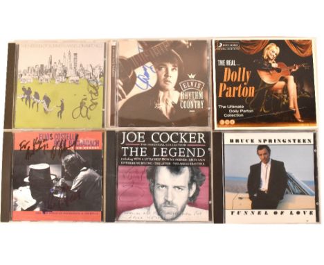 VARIOUS ARTISTS; six CDs bearing signatures including Joni Mitchell, Dolly Parton, Joe Cocker and Bruce Springsteen (6).We ha