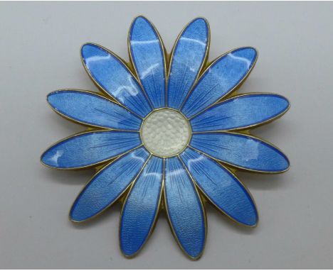 A Norwegian silver and enamel flower brooch, 5cm