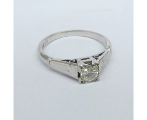 An 18ct white gold and diamond ring, 3.8g, O