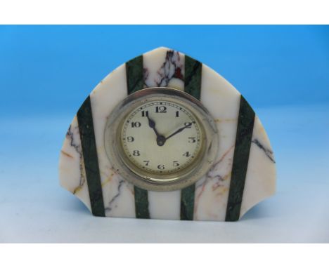 A marble cased Art Deco mantel clock, height 10.5cm