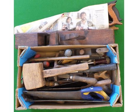 A box of various woodwork and other tools