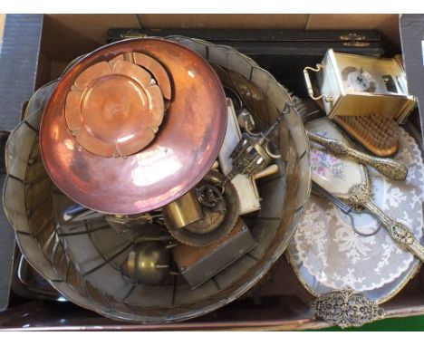 Items of silver plate, cutlery, brass and copper etc