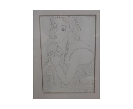 Henri Matisse P5-42 collotype of Lily Pons(Opera singer) 1920's portrait, framed &amp; mounted, picture size 20 x 27 cm