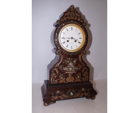 Henry Marc, Rosewood mantle clock inlaid with mother of pearl