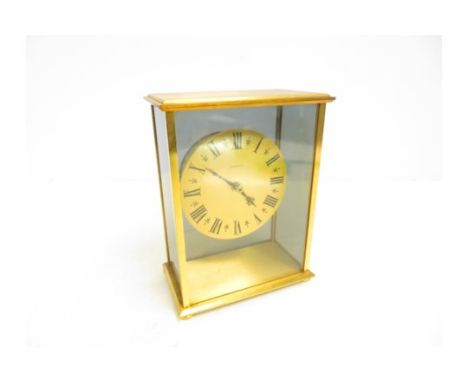 Garrard 1980's mechanical movement mantle clock, clear plastic front, side panels &amp; back (Smokey plastic) Height 18 cm