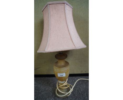 An alabaster baluster able lamp, 23cm high