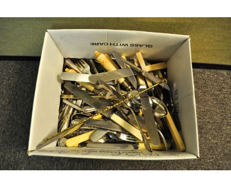 A collection of silver plated flatware, other cutlery and plated flatware