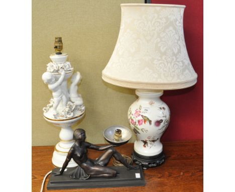 Two ceramic lamps and an Art Deco lamp