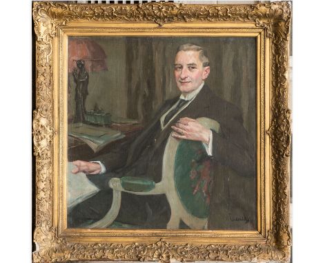 Edward Cucuel (1875-1954). Portrait of a gentleman. Oil on canvas. Signed bottom right. Framed. 85X85 cm.