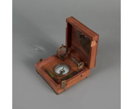 Marine Master Box, with magnifier,  Compass binocular and others in wooden box with scales , engraved descriptions by T. Cook