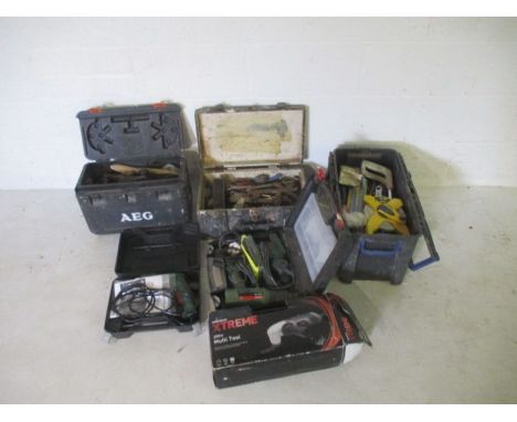 A collection of various tools including Parkside, Bosch, hand tools etc