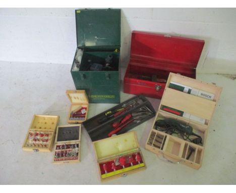 A collection of various tools, Routers etc.