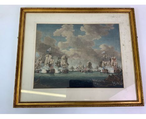 Victorian Print Depicting the Battle of Trafalgar, HMS Victory in Battle - Print Size 55.5cm x 42cm 
