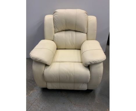 Manual Recliner Cream Leatherette Armchair 