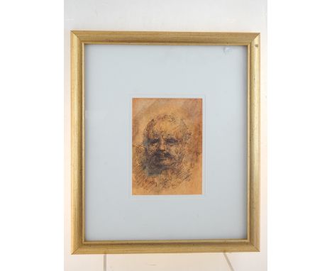 T. O. monogram, signature indistinct, early 20th century, portrait of a bearded gentleman, pen and ink. 16 x 11cm