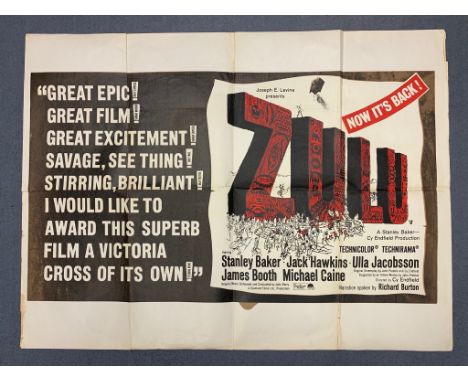 ZULU (1960's) - British UK Quad film poster - 1960's First re-release - (30" x 40" - 76 x 101.5 cm) - Fine minus - Folded (as