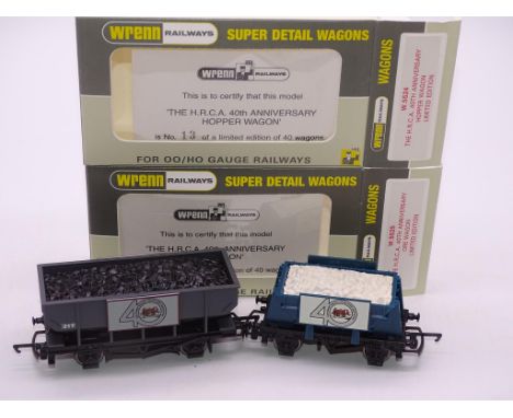 OO GAUGE - WRENN RAILWAYS P6 WAGONS - W5524 H.R.C.A 40TH ANNIVERSARY HOPPER WAGON and W5525 THE H.R.C.A. 40TH ANNIVERSARY ORE