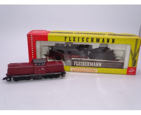 HO GAUGE - A Pair of FLEISCHMANN German locomotives to include 1 x steam and 1 x diesel - G/VG in G box where boxed