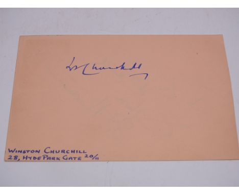 Autograph: A signed autograph album page - WINSTON CHURCHILL - Very Fine - Hyde Park Gate, London - November 1958 - PROVENANC
