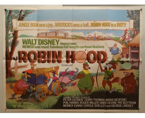 ROBIN HOOD (1973) - UK Quad Film Poster -  FIRST RELEASE - Classic WALT DISNEY animated adventure based on the legendary Brit