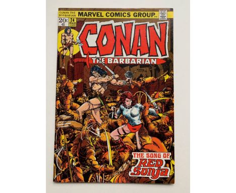 CONAN #24 (1973 - MARVEL) NM (Cents Copy) - First full appearance of Red Sonja. Barry Smith cover and art, his last on the ti