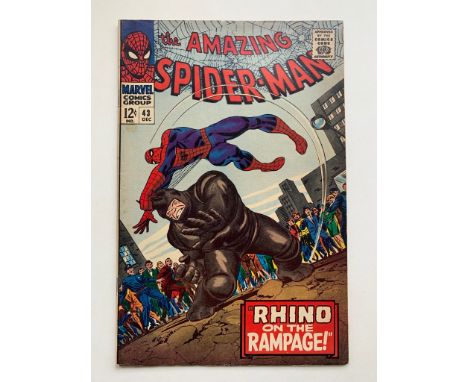 SPIDER-MAN #43 (1966 - MARVEL) VFN- (Cents Copy) - Origin of Rhino. First full appearance of Mary Jane Watson. Colonel Jameso