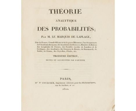 Laplace (Pierre Simon, Marquis de) Theorie Analytique des Probabilites, 1 vol. plus 4 Supplements in 3, third edition, half-t