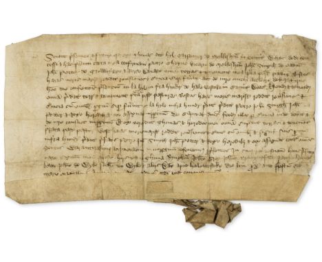 *** Please note, the description of this lot has changed *** Medieval carpenter.- Charter, Thomas atte Hyle, carpenter of Mel