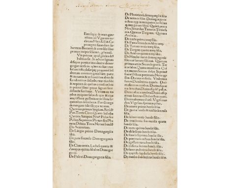Boccaccio (Giovanni). Genealogiae Deorum, additions by Dominicus Silvester and Raphael Zovenzonius, first edition, collation: