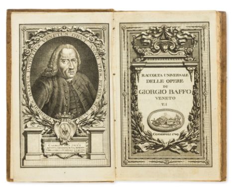 Erotica.- Baffo (Giorgio) Raccolta universale delle opere di Giorgio Baffo veneto, 4 vol., engraved portrait frontispiece, ea