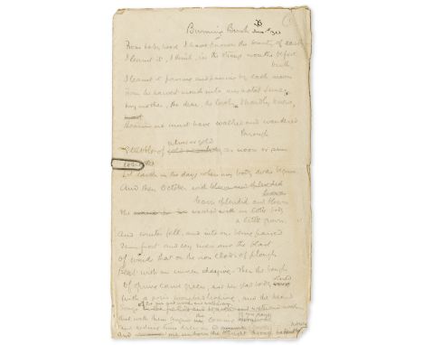 Drinkwater (John, poet and playwright, 1882-1937) Burning Bush, autograph manuscript poem signed, 6pp., in pencil, some cance