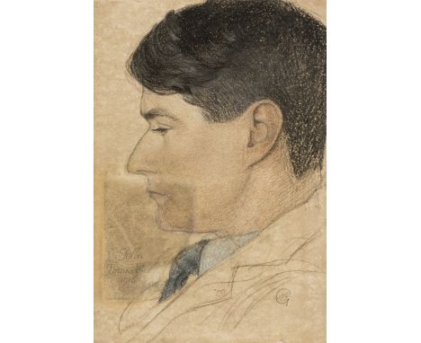 Gaskin (Arthur, artist, designer and teacher, 1862-1928) Profile portrait of John Drinkwater, coloured chalks on paper laid o