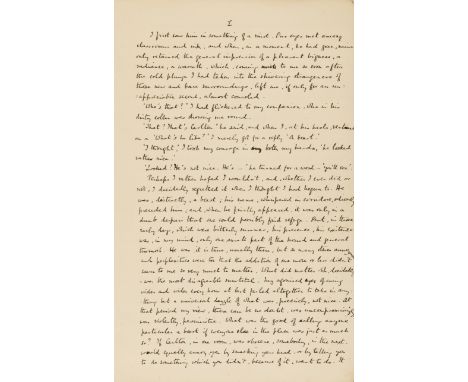 Strachey (Lytton) The Fruit of the Tree, autograph manuscript short story, 9ff. written on one side only, signed at foot, ori